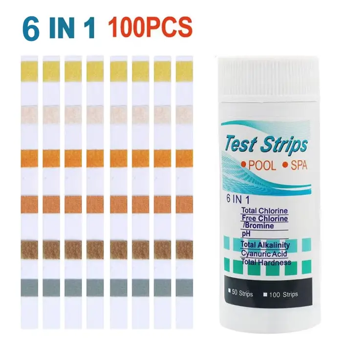 Bandelettes de test de pH pour piscine 7 en 1, test de chlore, de valeur de pH, d'alcalinité et de d
