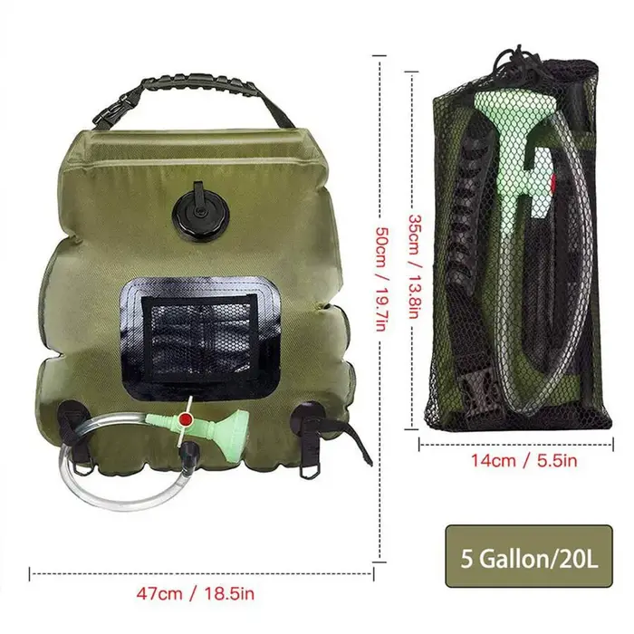 Sac de douche solaire 20L chauffage