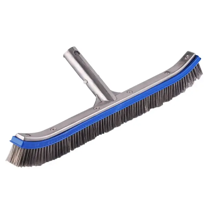 Brosse en acier pour piscine de 18 pouces, fournitures de nettoyage des murs inférieurs pour étang S