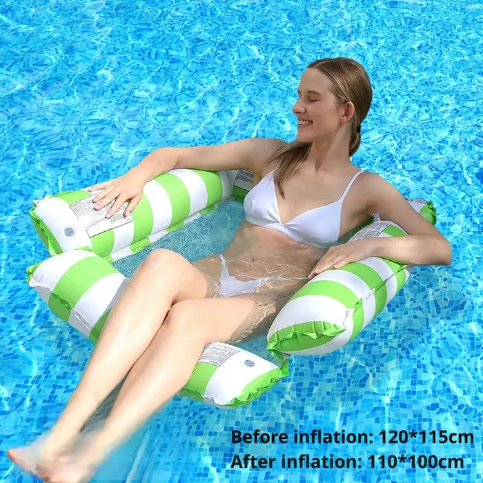 Matelas flottant gonflable en PVC pour piscine, hamac aquatique pliable à quatre tubes rayé, chaise 