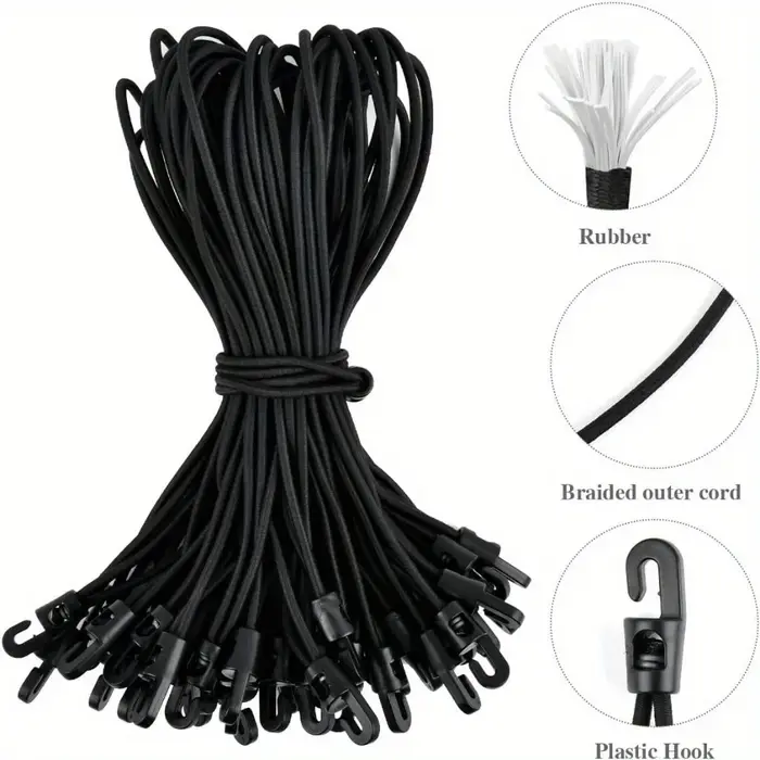 Lot de 5 crochets élastiques – Tendeur de bâche en caoutchouc antidérapant