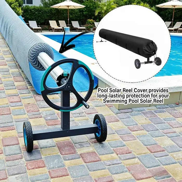 Housse de protection pour enrouleur solaire de piscine avec cordon de serrage et sangles pour piscines hors sol et
