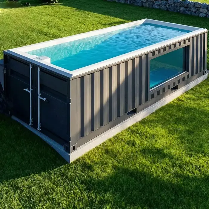 Piscine hors sol élégante de 12 m en fibre de verre avec spa plongeant pour jardin domestique, insta