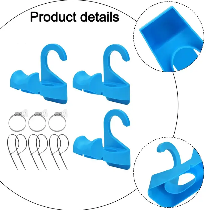 Supports de tuyaux de piscine réglables pour vannes à piston Intex - Kit de fixation sécurisé avec attaches pour protéger le revêtement et éviter le glissement