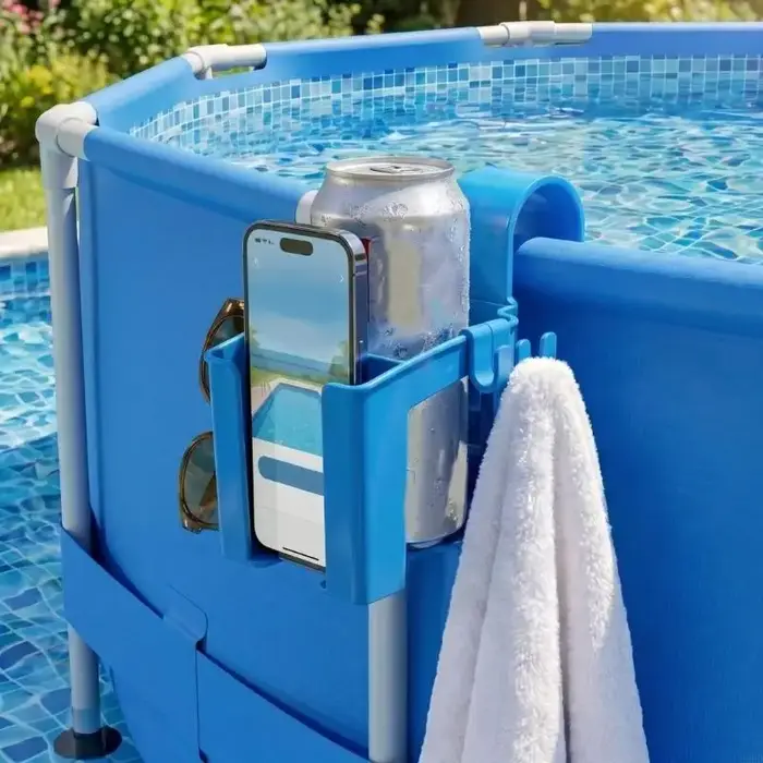 Ensemble plateaux à tasses piscine avec espace rangement conception suspendue en plastique 2 pièces