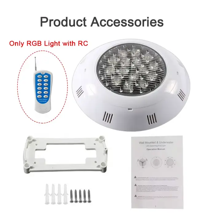 Lumière de piscine 18/24/36/45W avec télécommande RGB multicolore LED extérieure sous-marine AC12V IP68 lampe étanche