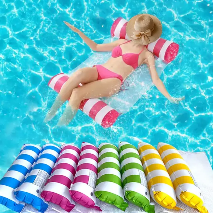 Gonflable pliable flottant rangée piscine fête eau hamac Air matelas Pvc rayure eau