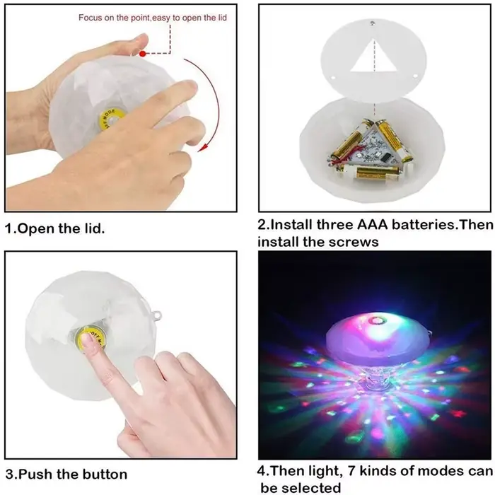 Lampe LED Flottante Colorée en Forme de Diamant