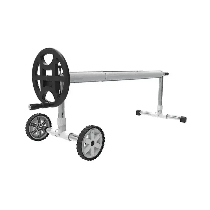 Enrouleur de couverture de piscine en aluminium noir mobile avec roues, enrouleur portable pour couv
