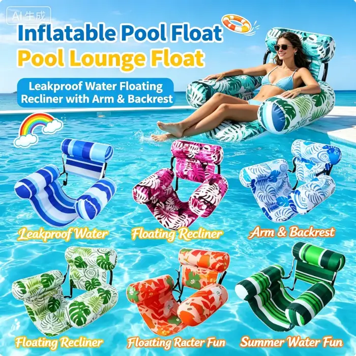 Matelas Gonflable Flottant Pliable 3 Tubes pour Piscine et Plage – Chaise Longue Aquatique pour Sports Nautiques Estivaux