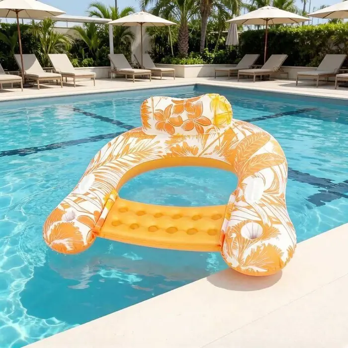 Flotteurs gonflables pour adultes, chaise longue flottante en PVC 100*80CM avec porte-gobelet, radea
