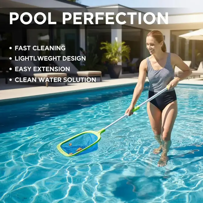 Équipement de nettoyage en profondeur pour piscine : Ensemble combiné de filet à feuilles avec perche