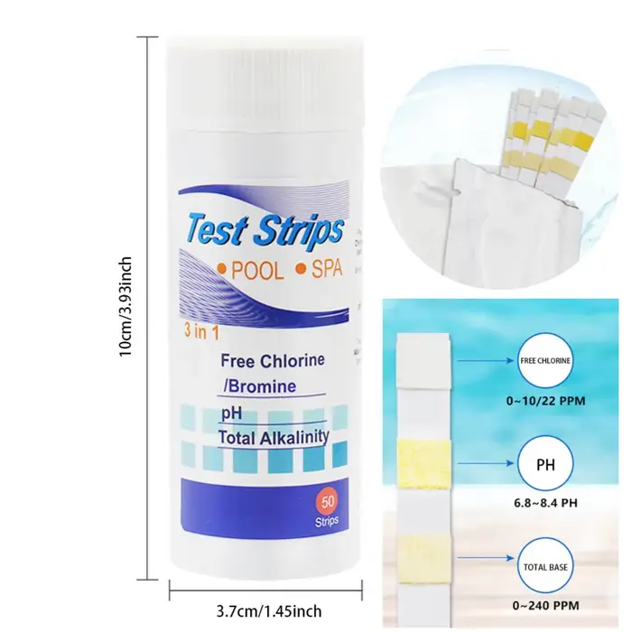 Papier de test de PH pour piscine, 7 en 1, bandes de test d'eau, haute précision, polyvalent, combo 