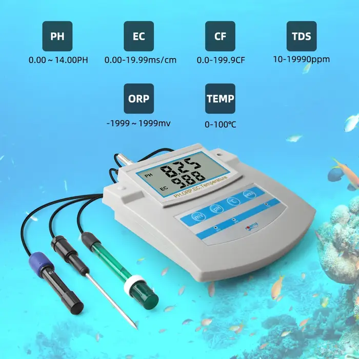 Yieryi 6 en 1 moniteur de qualité de l'eau PH ORP TDS EC CF testeur de température de paillasse pour piscine