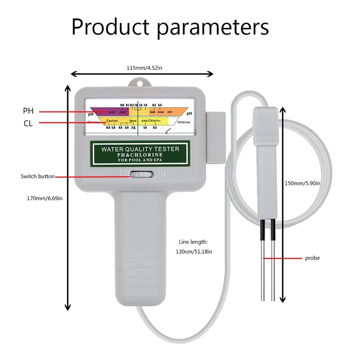 Testeur de chlore et de pH 2 en 1