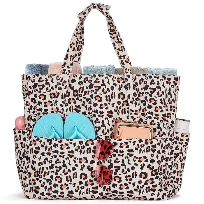 Sac de plage et de piscine étanche pour femme, grand fourre-tout de gymnastique, sac à main avec com