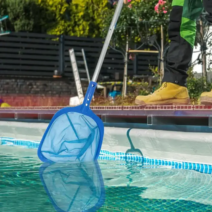 Filet d'écumoire de piscine avec poteau télescopique à 5 Sections