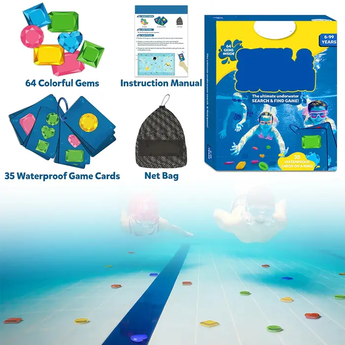 Jeu de plongée pour la recherche de gemmes dans la piscine