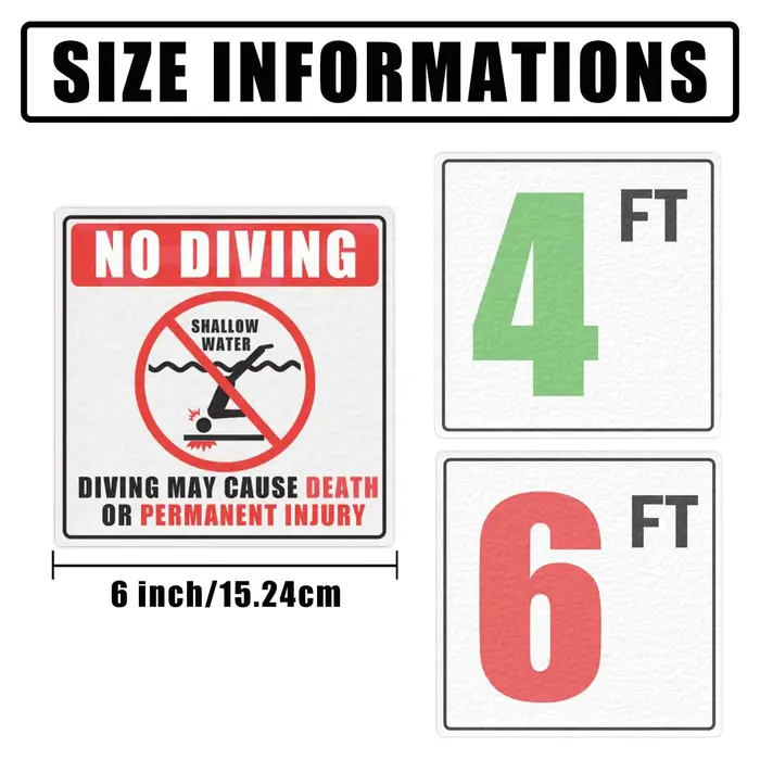 Autocollants d'avertissement de piscine d'eau peu profonde