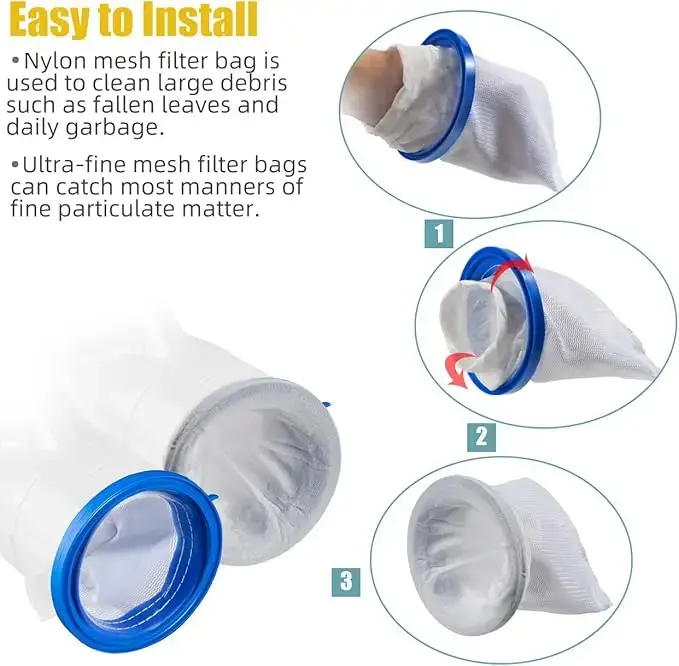 Sacs filtrants réutilisables pour aspirateur de piscine