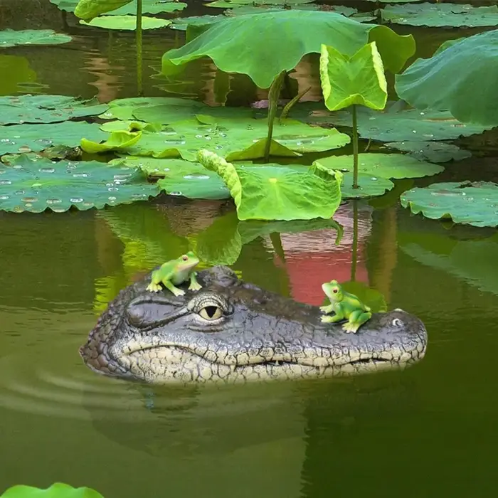 Étang créatif résine cour jardin piscine extérieure Simulation décoration flottant animaux Figurines tête de Crocodile