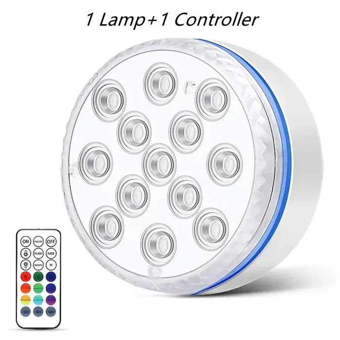 Lumières submersibles IP68 mis à jour, lumières de piscine sous-marines RGB avec ventouses magnétiqu