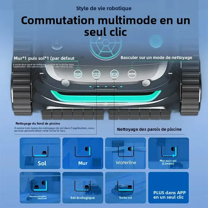Robot nettoyeur de piscine sans fil WYBOT S2